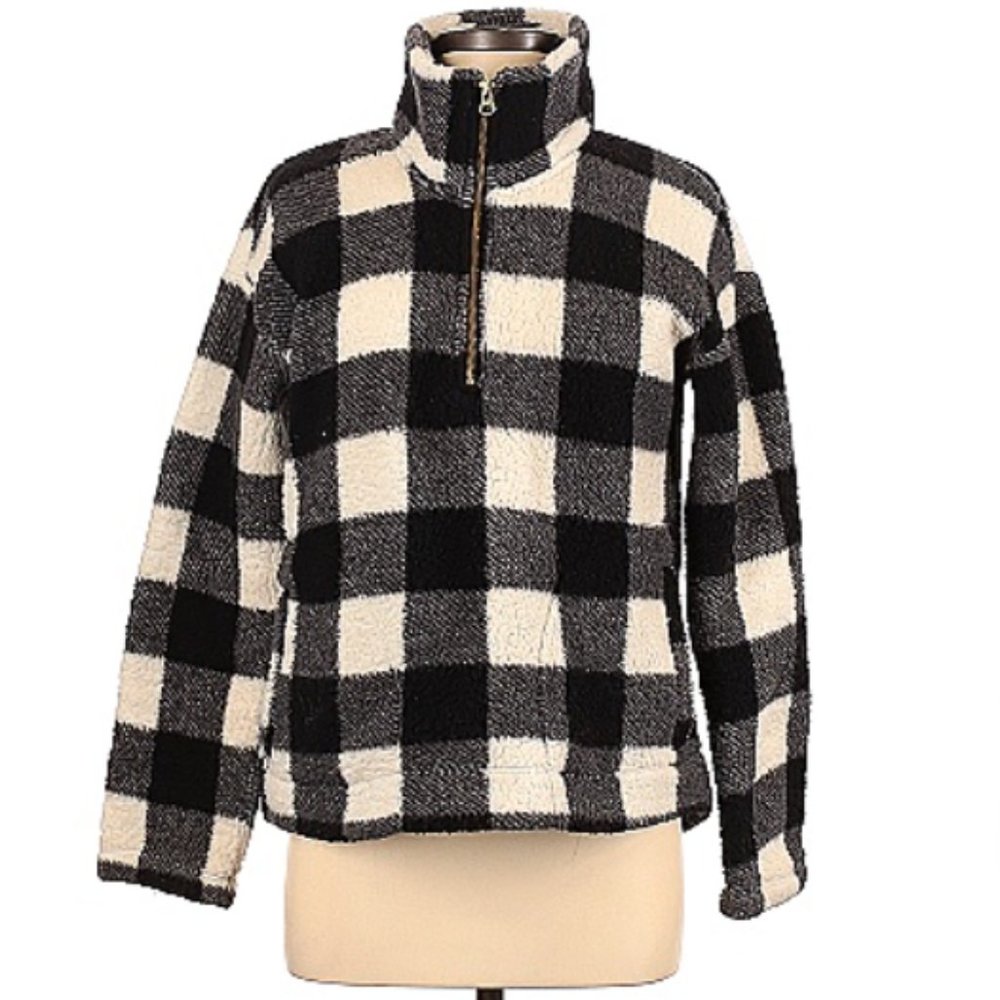 Old Navy Quarter Zip Checkered Fleece